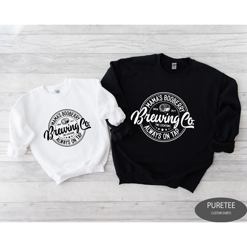 Mamas Boobery Breastfeeding Shirt Funny Mom Sweater, New Mom Gift,Mamas Boobery Brewing Co, Crewneck by Always on Tap Brewing Co.jpg