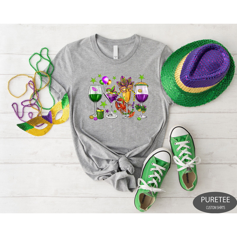 Mardi Gras Drinking Team Sweatshirt, Nola Shirt, Fat Tuesday Shirt, Wine Mardi Gras Beads Shirt, Mardi Gras Day, Flower De luce Shirt.jpg