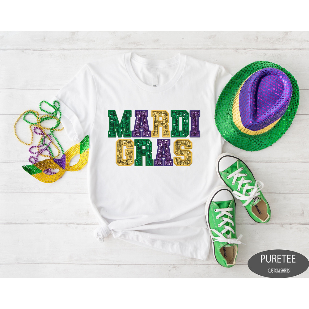 Mardi Gras Shirt, Cute Mardi Gras Long Sleeve Shirt, Not Sequin Design, Louisiana Parade Krewe, Flower de luce Shirt, New Orleans Sweater.jpg