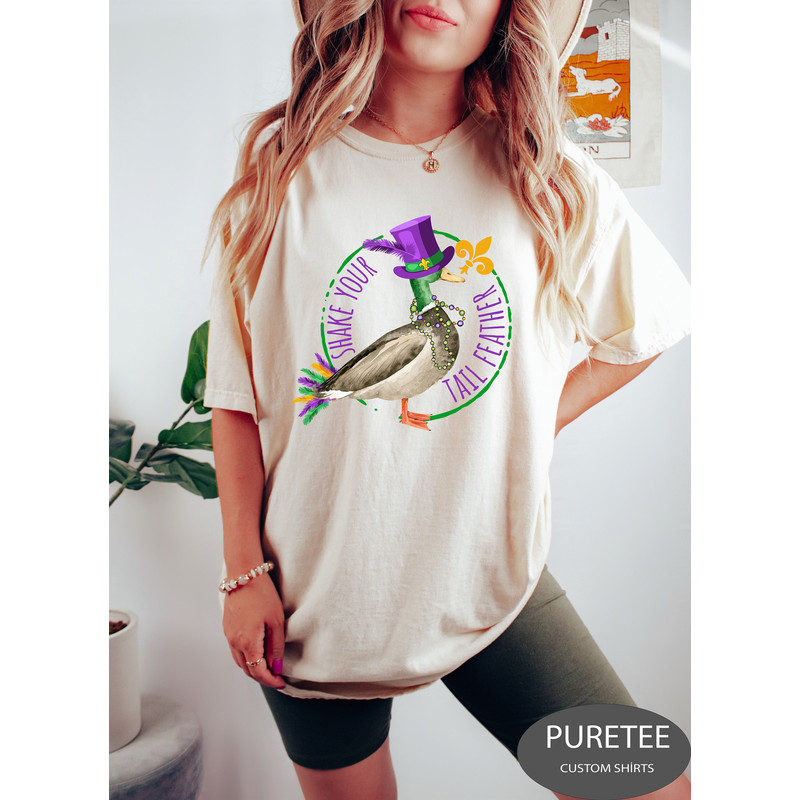Mardi Gras Sweatshirt, Mardi Gras Duck Shirt, Shake Your Tail Feather, ,Fleur De Lis, New Orleans Tee, NOLA Shirt,Fat Tuesday,Carnival Shirt.jpg