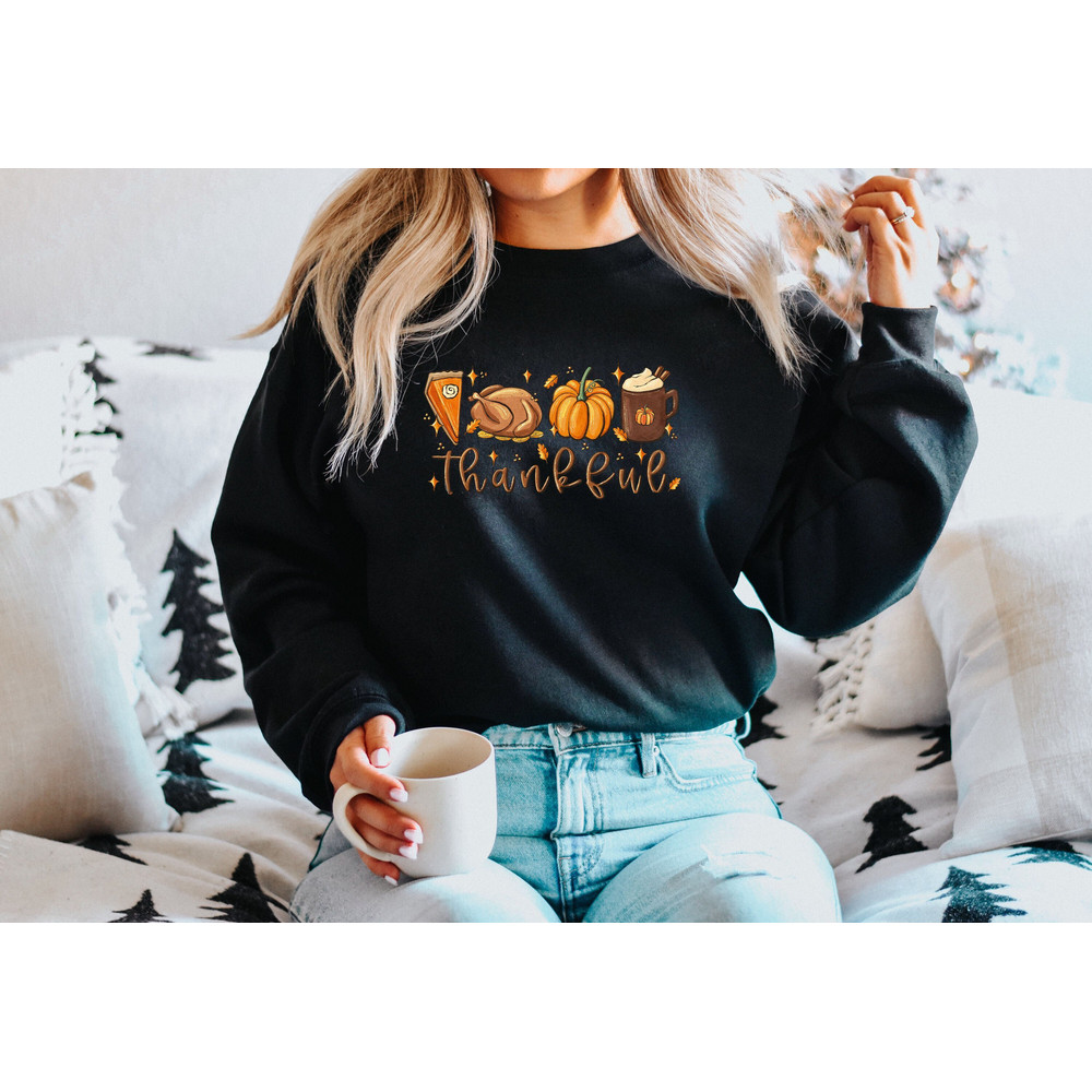 Thankful Sweatshirt, Thankful Shirt, Thanksgiving Shirt, Turkey Pumpkin Pie Coffee Pumpkin Sweater, Pumpkin Sweatshirt, Thanksgiving Shirt,.jpg