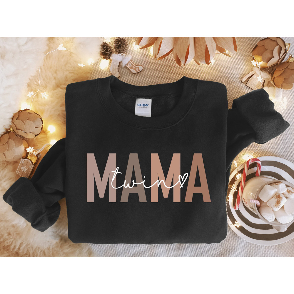 Twin Mama Shirt, First Time Twin Mama Crewneck, Mom of Twins Sweater, Unisex Twin Mom Sweatshirt Gift, Gift for New Twin Mama To Be.jpg