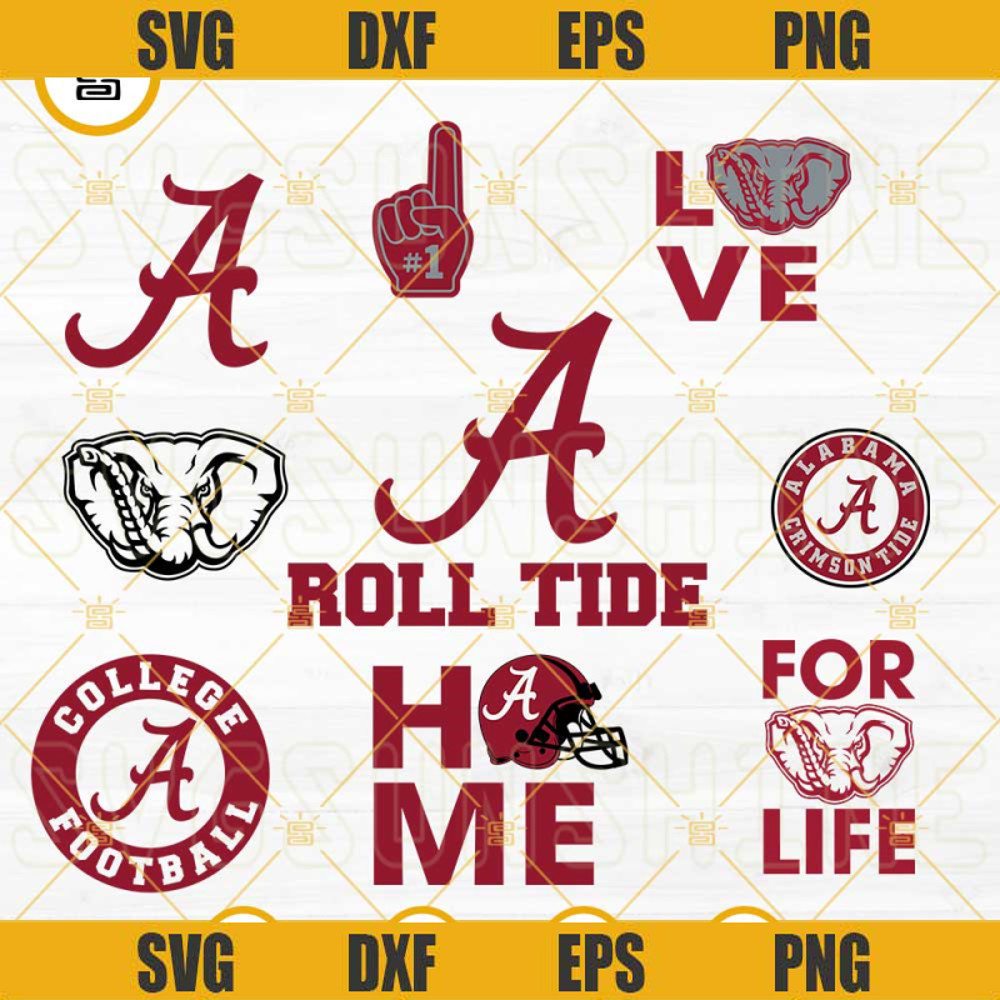 Alabama Crimson Tide Bundle SVG, Alabama Crimson Tide Football SVG PNG DXF EPS Cut Files.jpg
