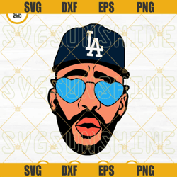 bad bunny face la dodgers svg, bad bunny baseball svg dxf eps png files