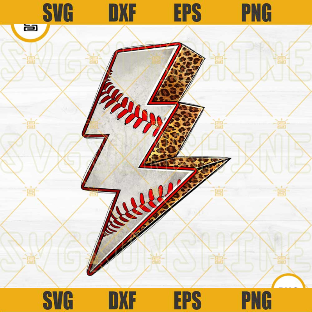 Baseball Lightning Bolt PNG Design, Leopard Baseball Lightning Bolt PNG, Sports Baseball PNG.jpg