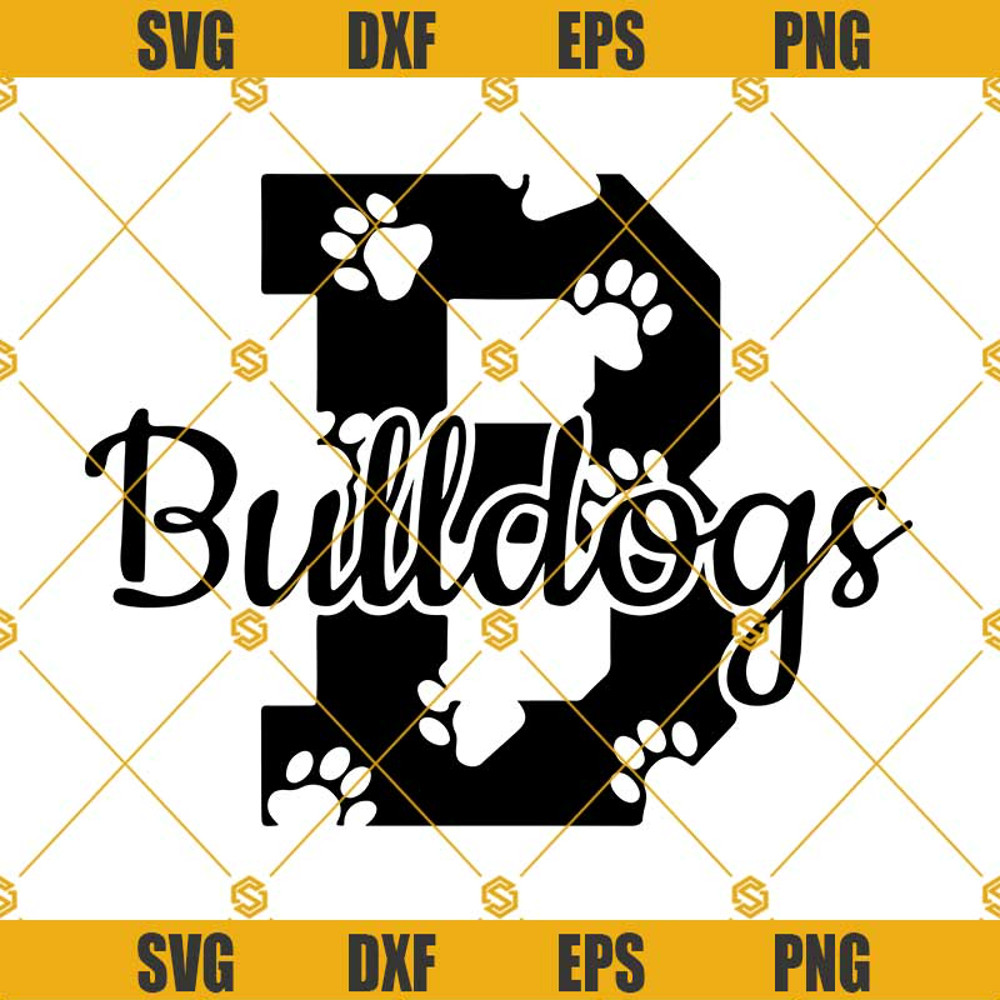 Bulldog SVG, Cheer SVG, Team Spirit SVG, Paw Print SVG PNG DXF EPS Cricut Silhouette.jpg