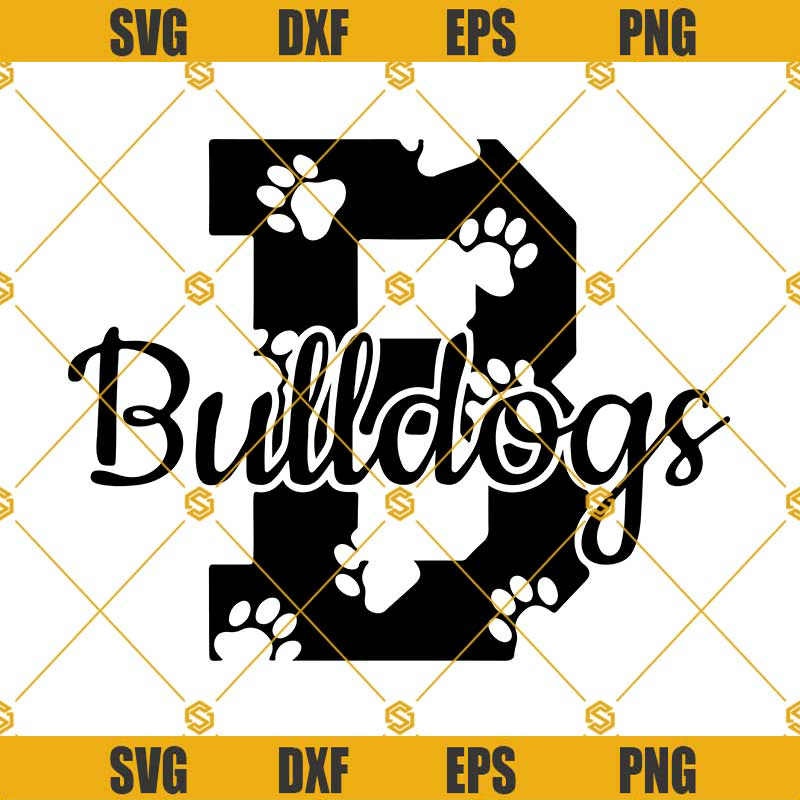 Bulldog SVG, Cheer SVG, Team Spirit SVG, Paw Print SVG PNG DXF EPS Cricut Silhouette.jpg