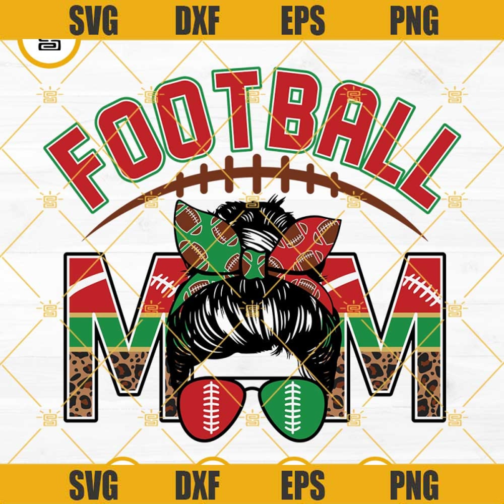 Football Mom SVG, Red And Green Leopard Print Football Mom SVG PNG DXF EPS Cricut.png