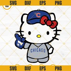 hello kitty chicago cubs svg, hello kitty baseball svg, chicago cubs fan svg png dxf eps cricut