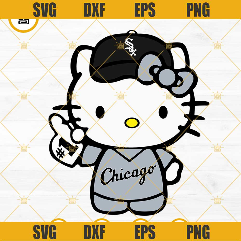 Hello Kitty Chicago White Sox SVG PNG, Kitty Cat Chicago White Sox Baseball SVG, Hello Kitty MLB SVG PNG DXF EPS.jpg