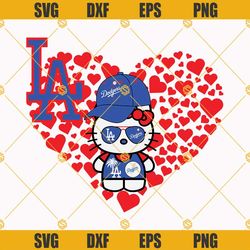 hello kitty dodgers svg, la dodgers baseball svg, dodgers svg, i love la dodgers kitty svg png dxf eps
