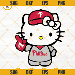 hello kitty philadelphia phillies svg, kawaii kitty cat phillies baseball svg png dxf eps