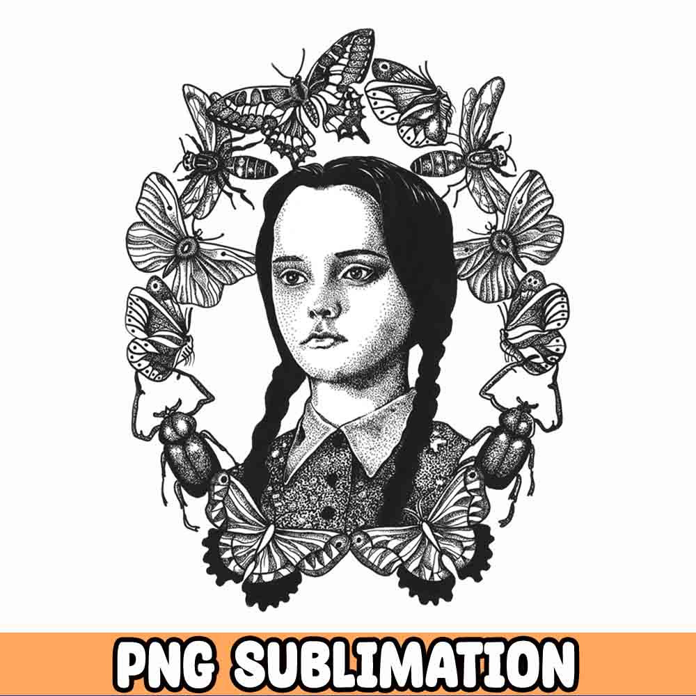 Butterfly Wednesday Png, Jpeg Files Digital Download Halloween Sublimination Sublimation Png Cartoon Jenna Addams.jpg