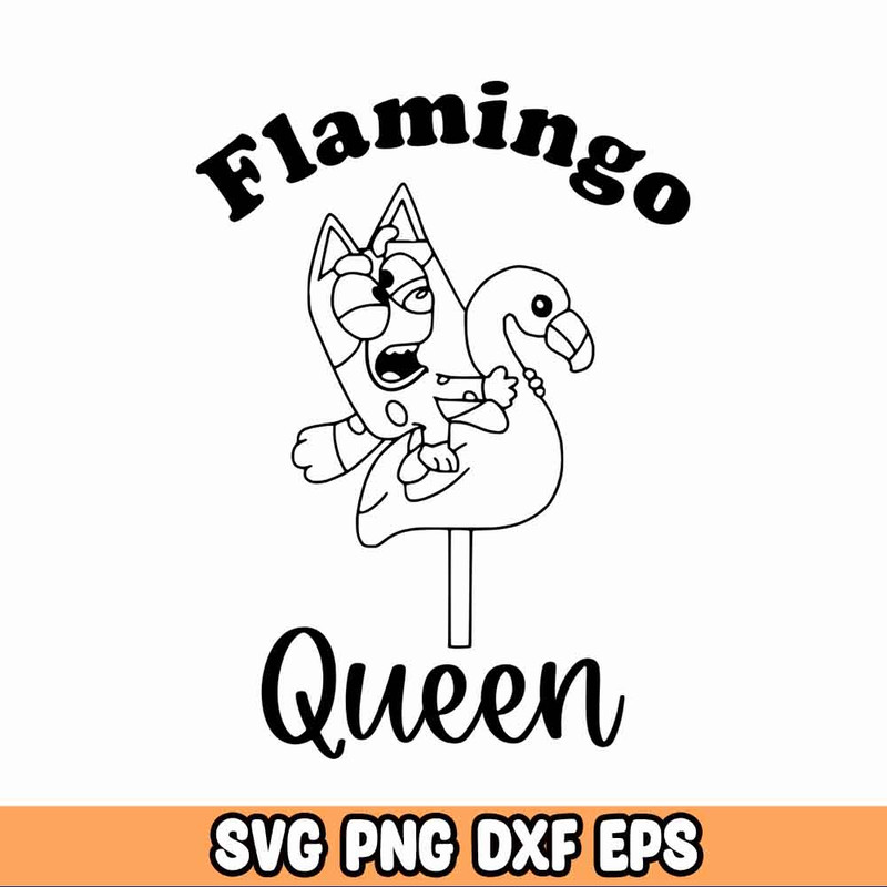 Flamingo Queen Outline svg, bluey svg bundle, bluey png, bluey svg layered download.jpg