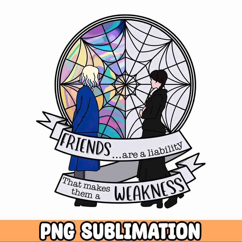 Friends are a liability that makes them a weakness PNG Merlina Stained Glass Wednesday Addams File Ophelia Hall Window.jpg
