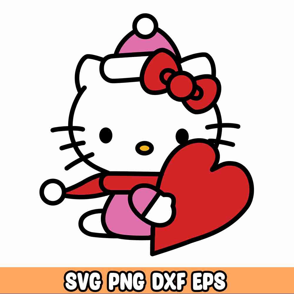 Hello Cat Heart Love Svg, Layered Valentine Cat Svg, Hello Cat Png, Cupid Cat Png, Svg Files For Cricut,Instant Download.jpg