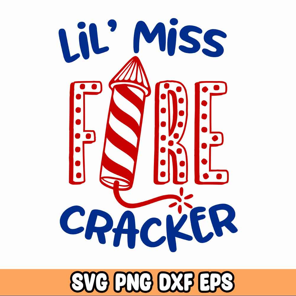 Little Miss Firecracker Png, Sublimation Design, 4th Of July Png, American Flag Little Miss America Png.jpg