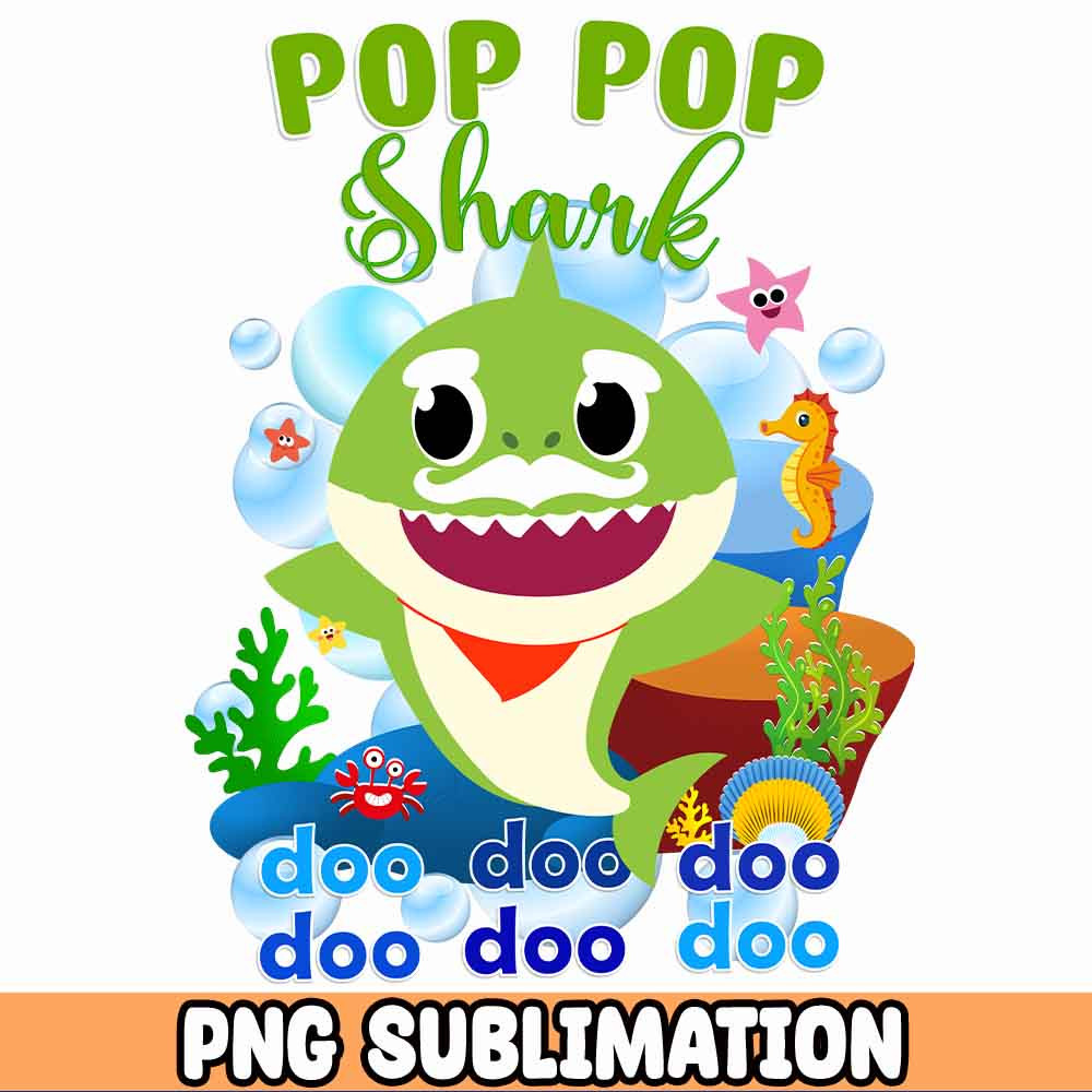 Pop Pop Baby Shark png Baby Shark Birthday Cricut Vector Bundle  Baby Shark Party png  Png Image T-shirt.jpg