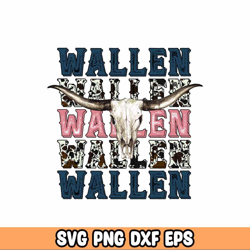 Retro Wallen Bull Skull PNG, Country Western Png Digital Download, Cowboy Design, Western Cowboy, Wallen PNG File Downlo.jpg