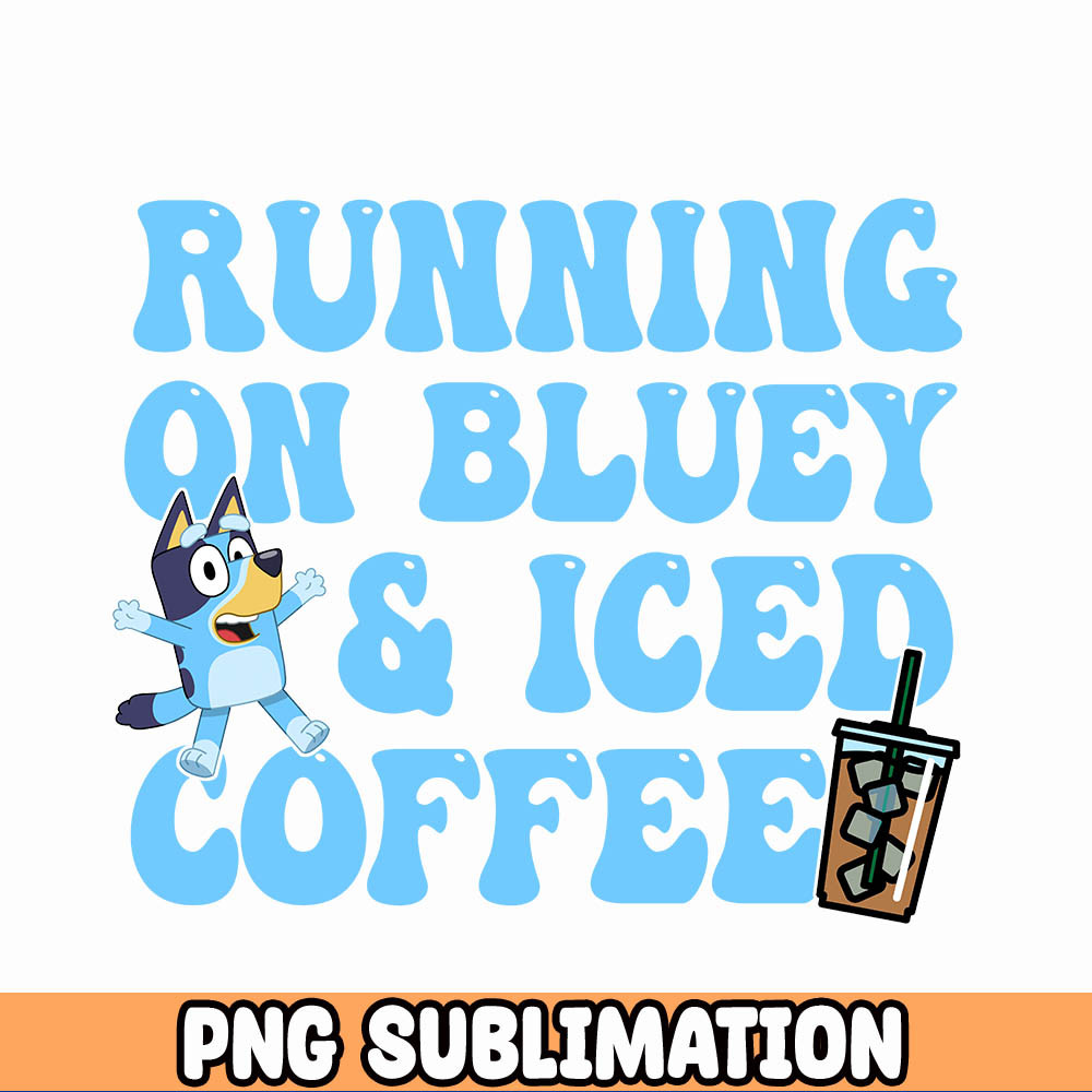 Running on Blue Dog & Iced Coffee With Matching Pocket Png Bundle, Trendy Blue Dog Design Png Bundle, Digital Download 1.jpg