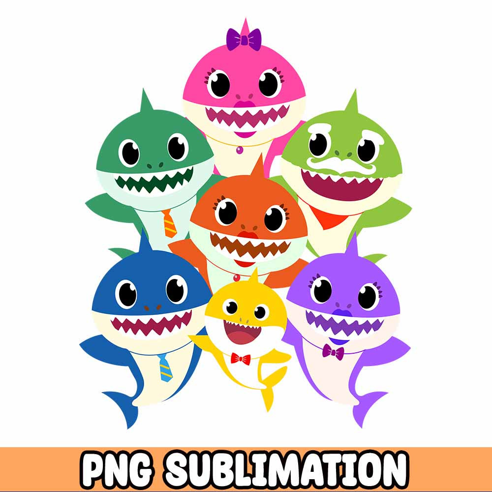 Shark Family png Bundle, Shark Svg, Baby Birthday Decorations, Family Shirt png Files for Cricut.jpg