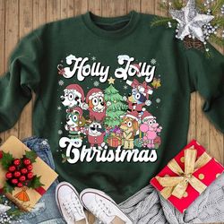 bluey and bingo family merry christmas 2023 shirt bluey family christmas blue dog bluey holly jolly christmas shirt