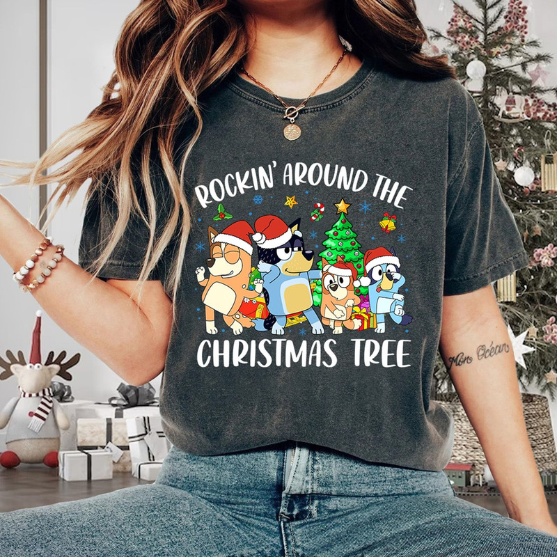 Bluey and Bingo Family Merry Christmas 2023 Shirt Bluey Family Christmas Shirt Blue Dog Christmas