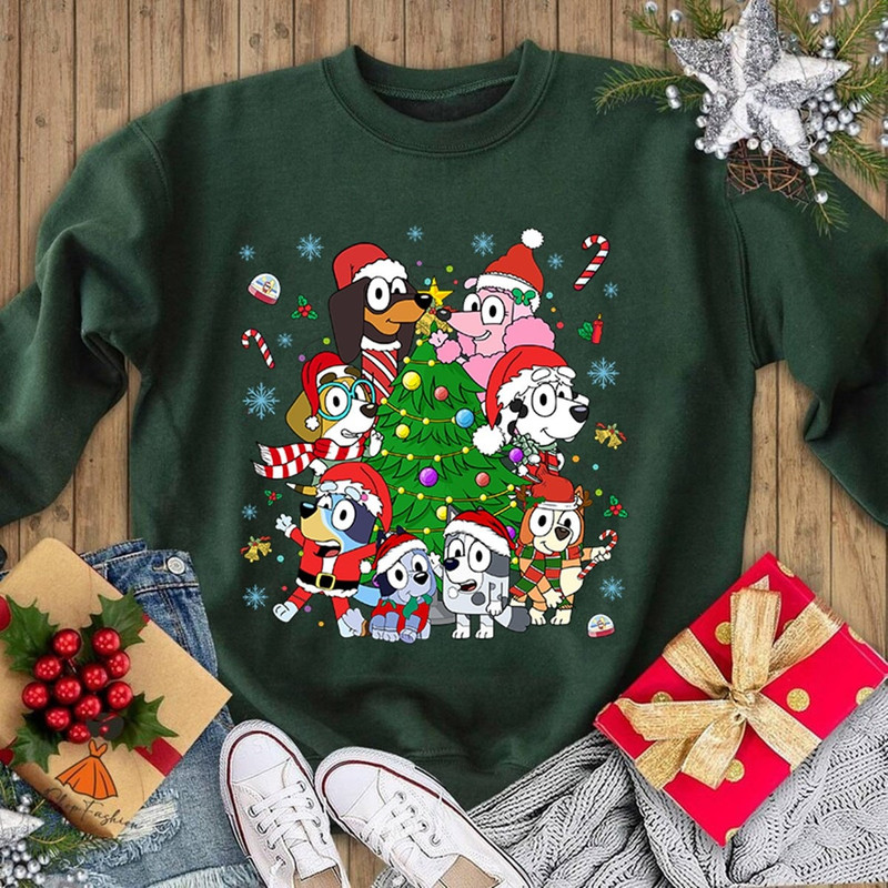 Bluey and Bingo Family Merry Christmas 2023 Tshirt Bluey Family Christmas Blue Dog Christmas Shirt