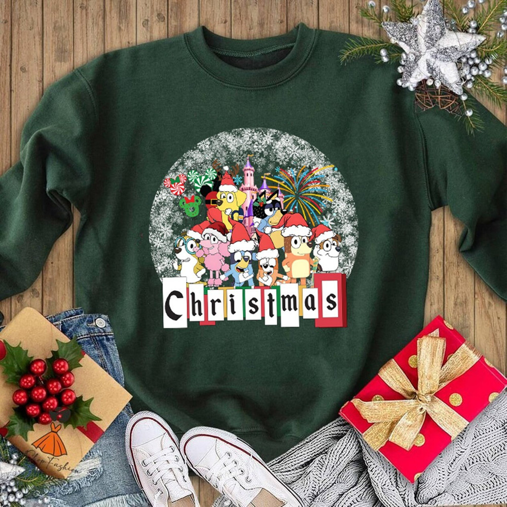 Bluey and Bingo Family Merry Christmas 2024 Tee Bluey Family Christmas Bingo Merry Christmas Chri