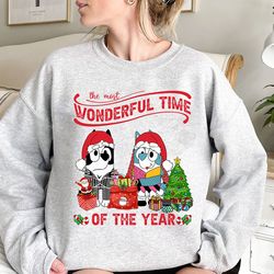 bluey christmas sweatshirt, christmas bluey family shirts, bluey the wonderful time of the year, bluey kids toddler chri