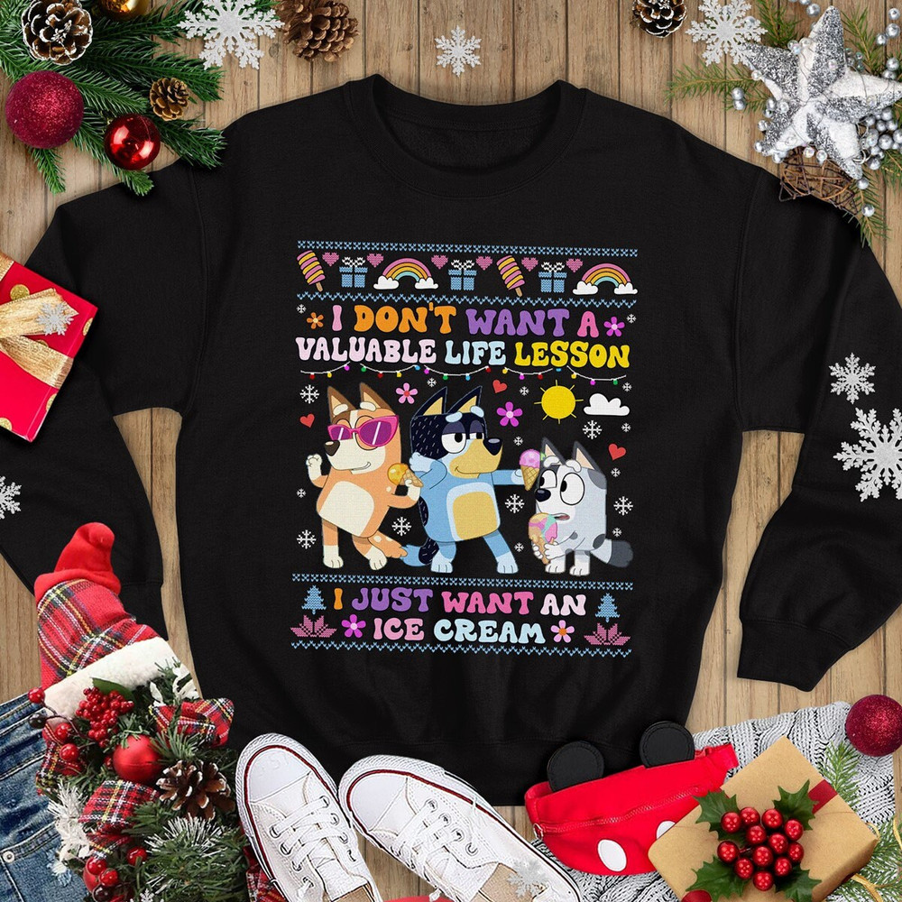 Bluey Family Christmas Shirt Bluey Ice Cream Christmas Sweatshirt Bluey Family Shirt Disneyland C