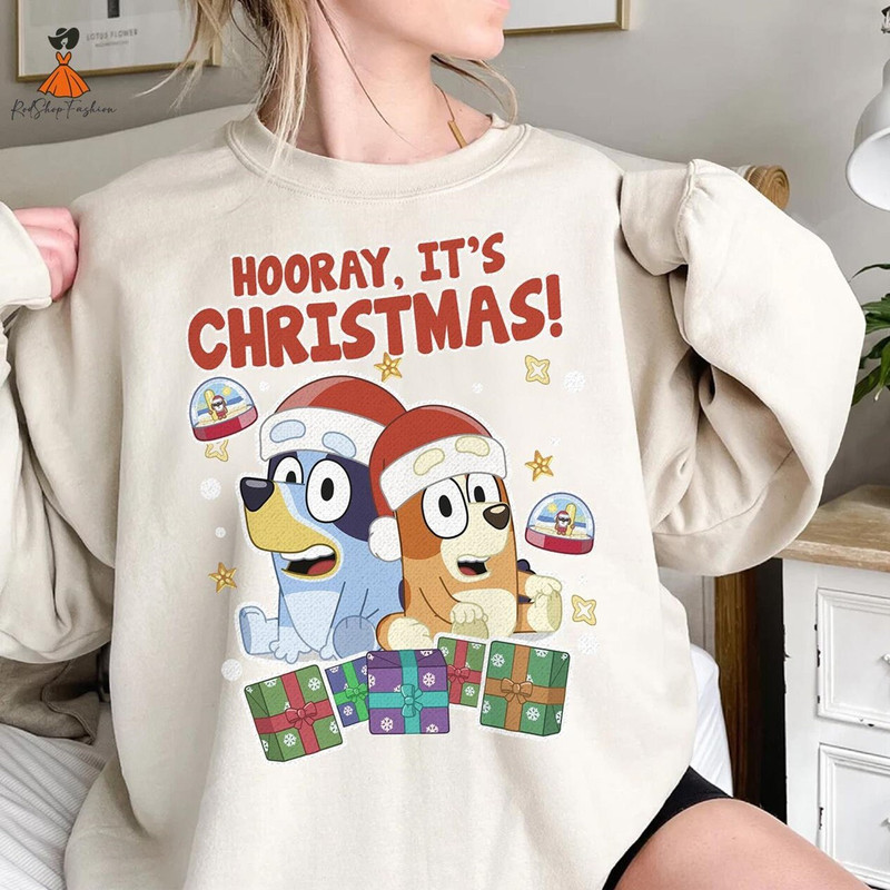 Bluey Merry Christmas Shirt Bluey And Bingo Toddler Shirt Bluey Kids Shirt Blue Dog Christmas One
