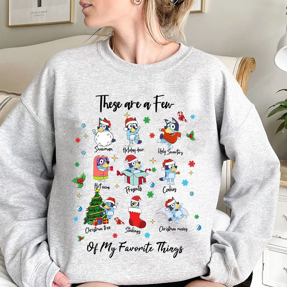 Bluey These Are A Few Of My Favorite Things Christmas  Bluey Bingo Family Merry Christmas 2023 Tshir