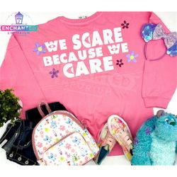 monsters inc we scare because we care disney inspired jersey shirt disneyland disney world jersey shirt, mike sully boo