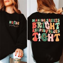 personalized christmas nurse sweatshirt, christmas shirt gift for nurse, nursing student shirt, rn nicu picu nurse shirt