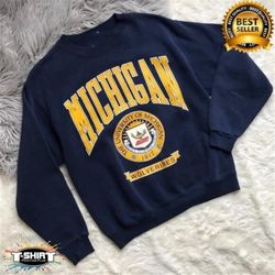 university football trendy college throwback shirt, michigan football vintage style crewneck sweatshirt, college, unisex