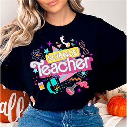 science teacher fall sweatshirts, pink stem teacher shirt, colorful 90s sweatshirt, 90s teacher tee, fall gifts, autumn