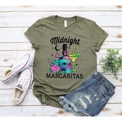 midnight margaritas shirt, witchy halloween girls shirt, halloween women tequila, halloween girls women witches spooky t