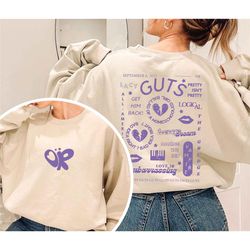 olivia guts tour track list aesthetic sweatshirt, olivia rodrigo guts shirt, album tracklist tee, olivia rodrigo merch,