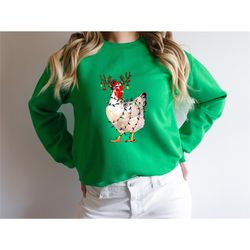 christmas chicken sweatshirt, farm animal christmas shirt, funny chicken lover sweater, christmas chicken crewneck, chri