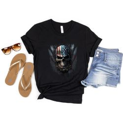 american flag skull shirt, usa flag t shirt, patriotic shirt, 4th of july shirt, military veteran shirt