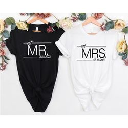 mrs. and mr. shirts, honeymoon shirt, just married shirt, engagement shirt, wedding shirts, bridal gift engagement, husb