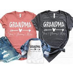 personalized grandma shirt, personalized grandma gift, grandkids names, mother's day shirt,christmas gift for grandma