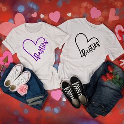besties couple shirt, besties shirt gift tee, besties matching shirt, mother and me shirt, friends shirt, heart shirt, c