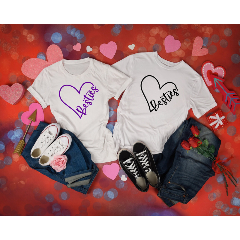 Besties Couple Shirt, Besties Shirt Gift Tee, Besties Matching Shirt, Mother And Me Shirt, Friends Shirt, Heart Shirt, Couple Shirt.jpg