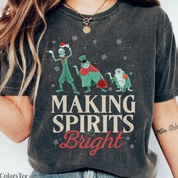 making spirits bright hitchhiking ghosts santa hat merry christmas haunted mansion shirt family matching walt disney wor