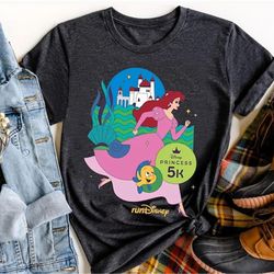 rundisney princess half-marathon weekend 2024 ariel 5k running shirt, the little mermaid disney running t-shirt, walt di