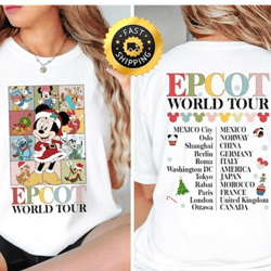 disney epcot world tour christmas shirt, mickey and friends epcot world tour 2 sided xmas shirt,disney epcot world tour