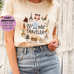 disney epcot world traveler shirt, family vacation shirt, disney world matching tee, disneyland group trip tee, disney w