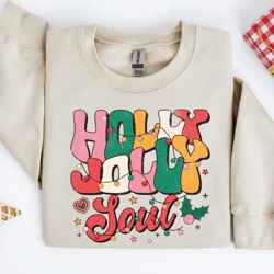 holly jolly soul christmas sweatshirt, adorned with holiday lights sweatshirt, family christmas sweatshirt, merry christ